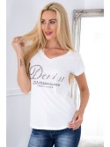 Weißes T-Shirt mit Perlen 8208 – Online-Shop – Boutique